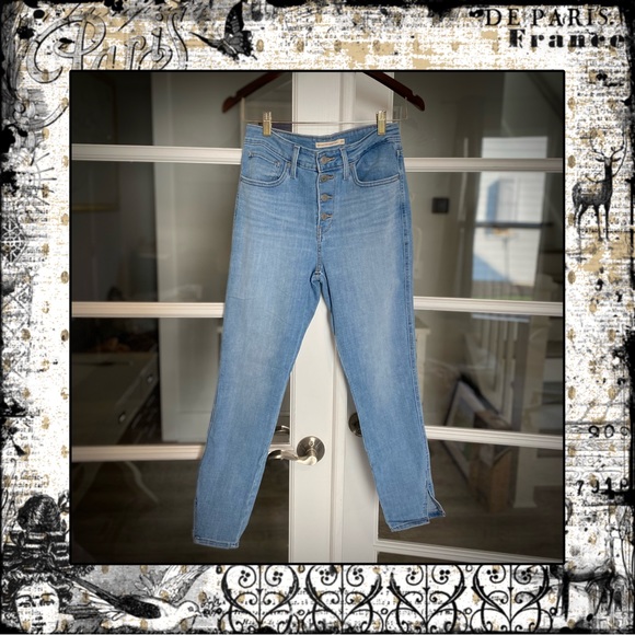 Levis Button Front 721 High Rise Skinny Ankle Jeans size 28 - Picture 2 of 9